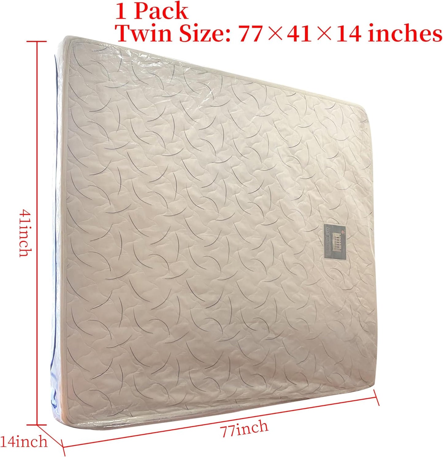 Twin Mattress Bag for Moving and Storage Cover -5 Mil Zipper Plastic Waterproof Mattress Storage Bag,77x41x14 inches,1 Pack