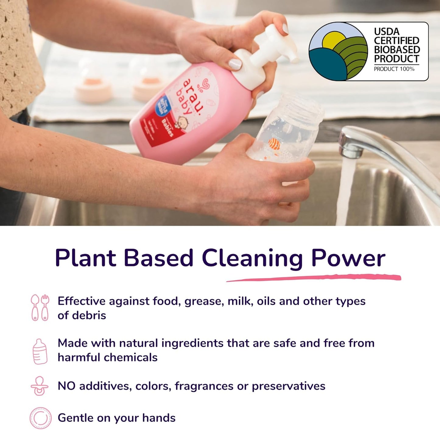 Unscented Foam Bottle Wash, Natural Plant Based Baby Bottle & Dish Soap, No Artificial Fragrance or Additives, Gentle for Washing Bottles, Pacifiers and Toys, Easy Rinse, 15.21 Fl Oz