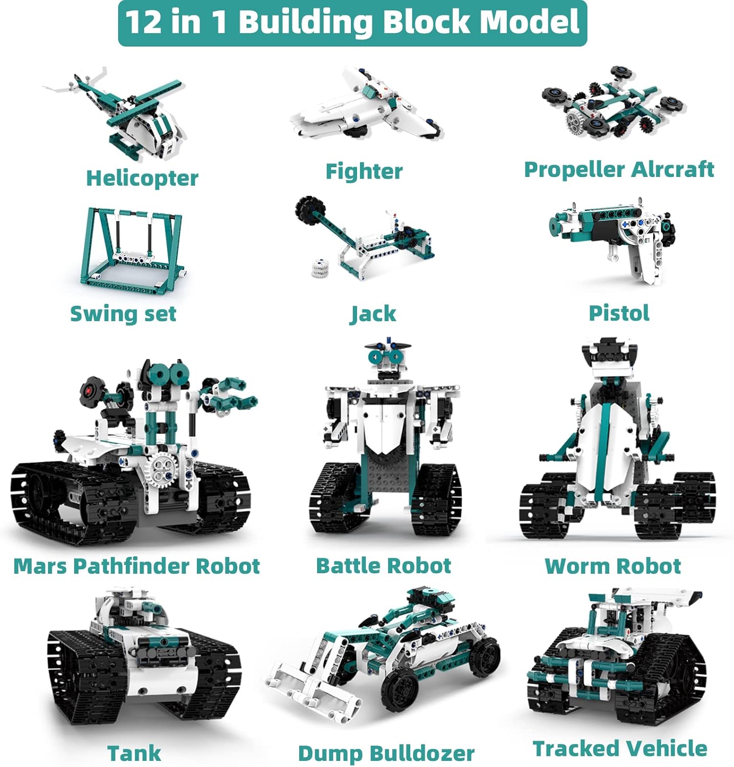 STEM Robot Toys for 8-14, 12 in 1 Remote Control Robotics Toys for Kids, Programmable Building Robot Kit Birthday Present for Science Educational(469 Pcs)