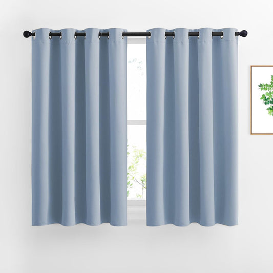 NICETOWN Bedroom Blackout Curtains Panels - Window Treatment Thermal Insulated Solid Grommet Blackout for Living Room (Set of 2 Panels, 52 by 54 Inch,Vintage Blue)