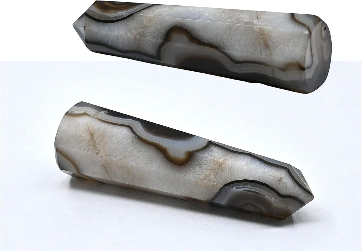 Amazing Gemstone Black Banded Agate Onyx Crystal Towers ~ Natural Healing Crystal Point Obelisk for Reiki Healing and Crystal Grid (3- Inch)