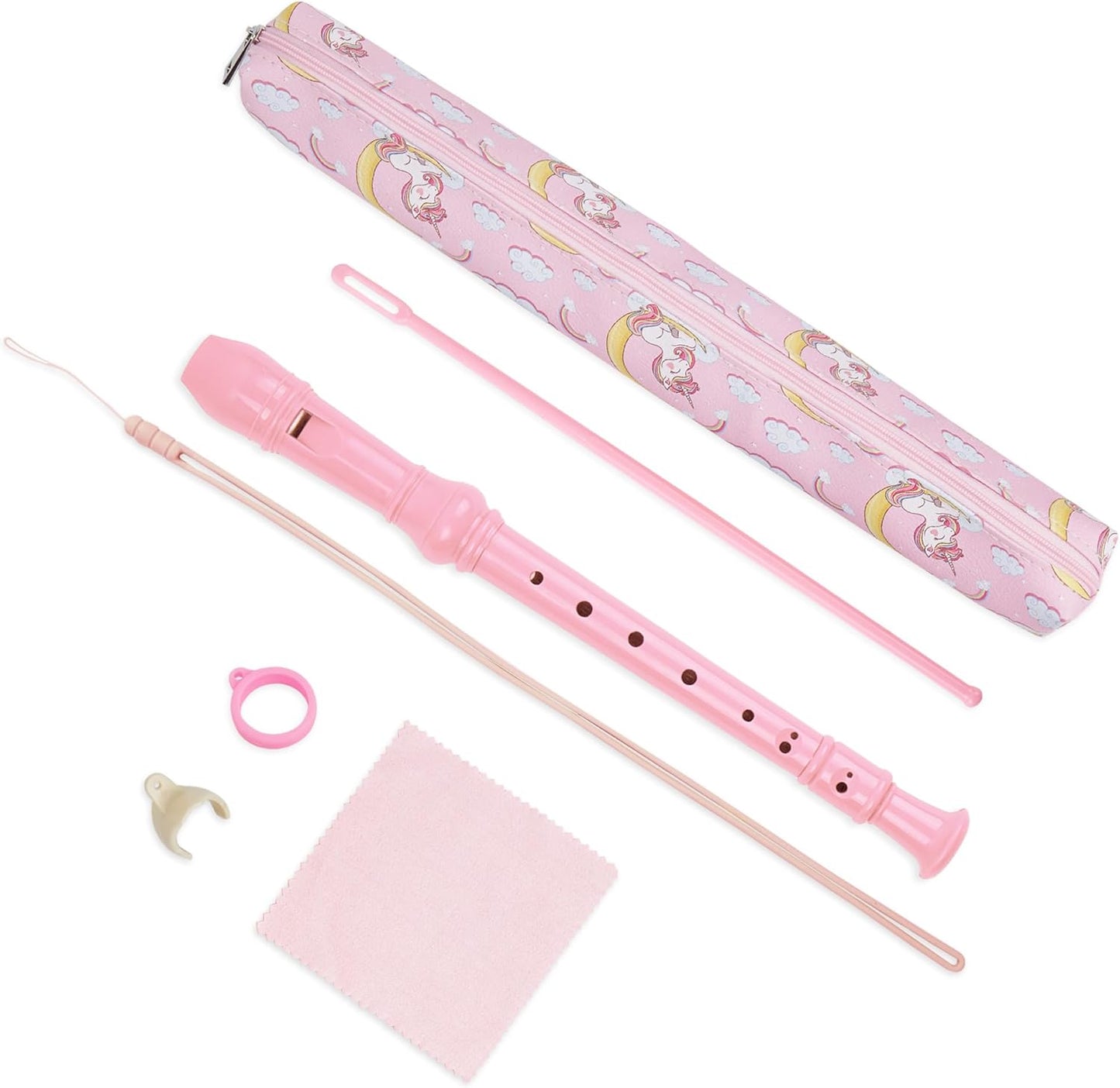 Recorder Instrument for Beginner Adults,8-Hole Soprano Descant Recorder Music Flute with Cleaning Rod & Case Bag For Home Entertainment(2-Pink Unicorn2)