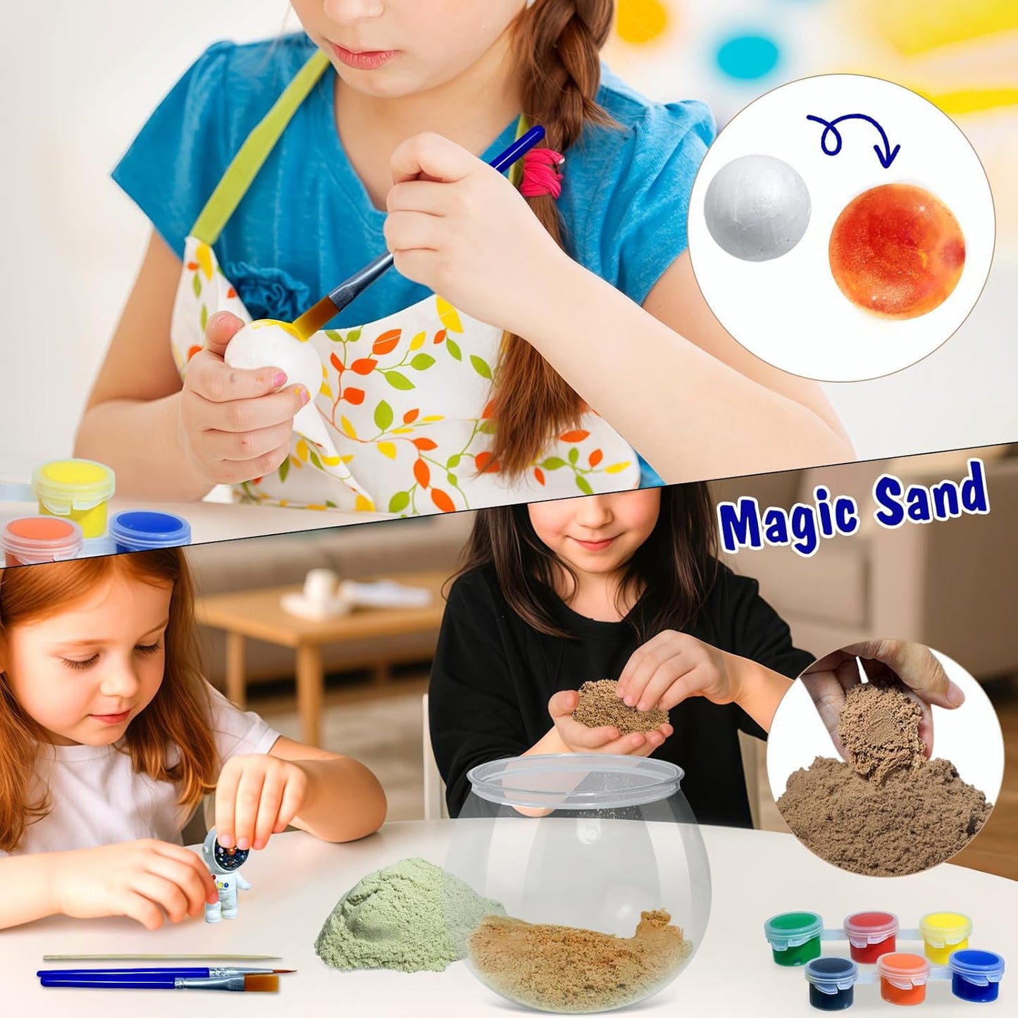 Astronauts Light Up Terrarium Kit for Kids DIY Space Toys Painting Kits Astronauts Toys Birthday Gift for Boys and Girls Ages 4 5 6 7 8-12 Year Old - Kids Arts & Crafts Kit