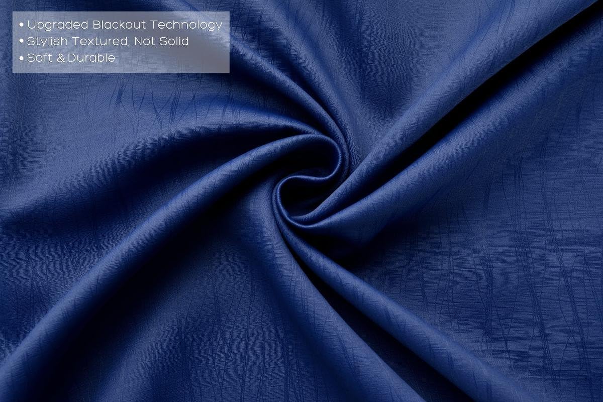 MIUCO Blackout Curtains Room Darkening Textured Grommet Window Curtains 2 Panels for Office 52x95 Inch Long Navy Blue