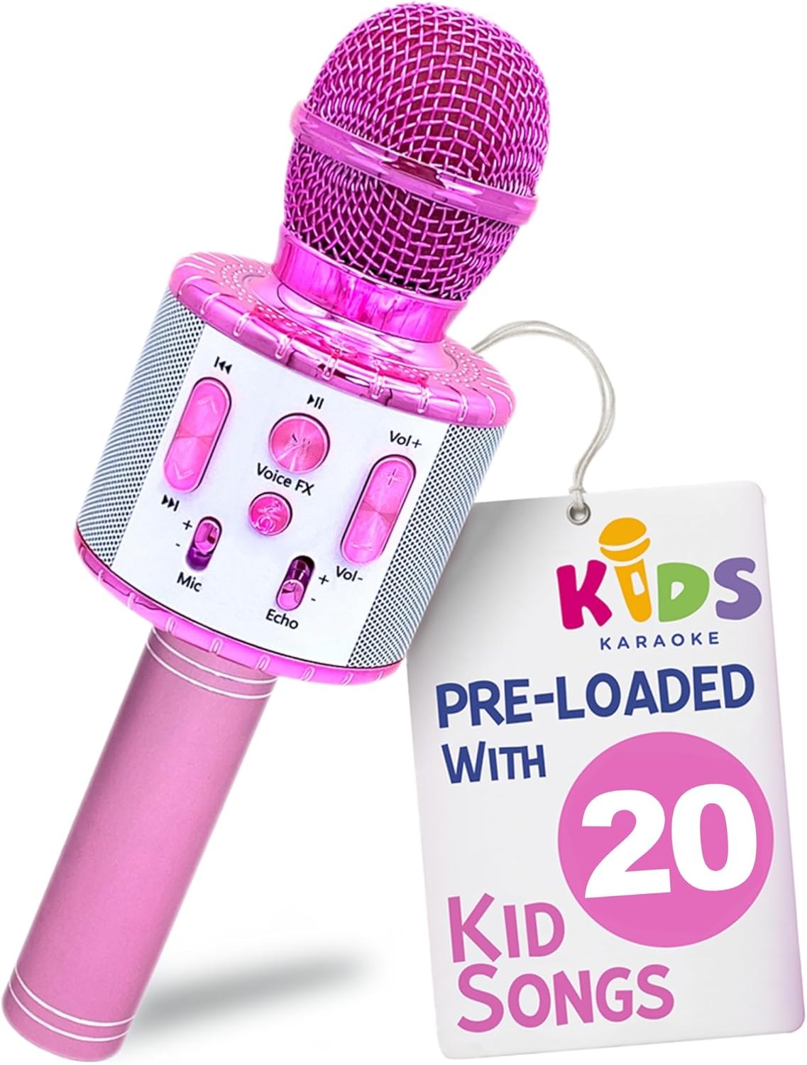 Move2Play, Kids Karaoke Microphone | Includes Pre-Loaded Songs & Bluetooth | Kids Birthday Party Gift | Toy for All Ages 2, 3, 4, 5, 6+ Year Old Girls, Boys & Toddlers
