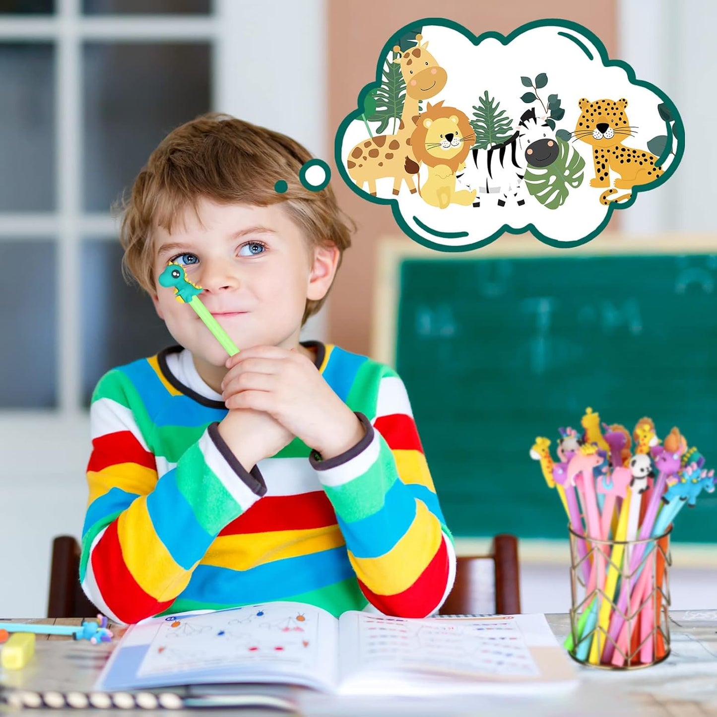 24 Pieces Fun Animal Pens for Kids Cute Cartoon Gel Ink Fun Novelty Pens Bulk Birthdays Gift for Kids Daughter Girls Students Classroom Friends Black Ink Back to School Present(Animal Style)