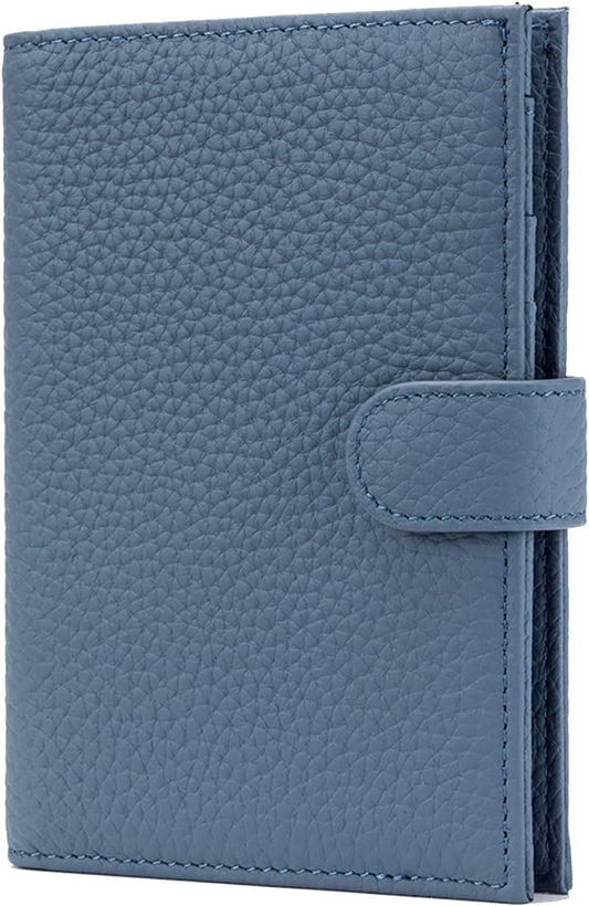 RFID Slim Passport Holder for Man & Women, Compact Leather Passport Wallet with Card Holders SIM Slots, Zippered Coins Pocket and Cash Holder Travel Passport Cover Case, Dark Blue