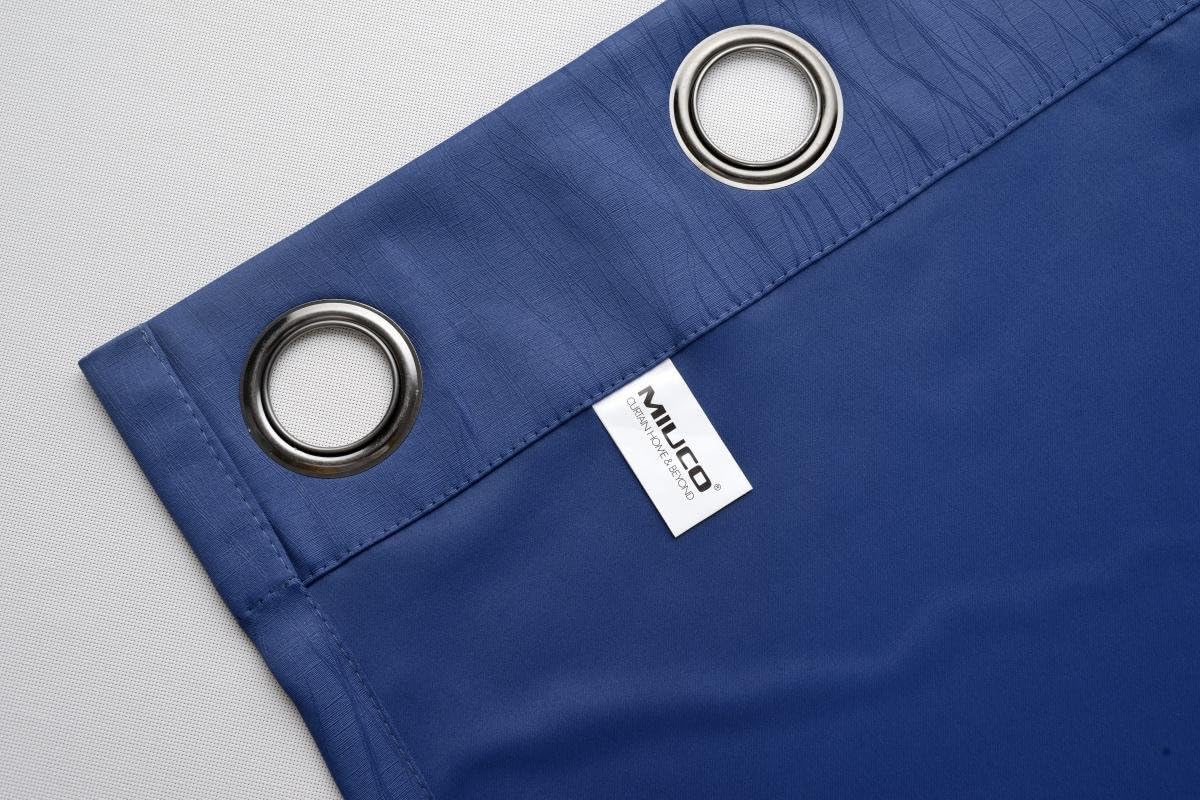 MIUCO Blackout Curtains Room Darkening Textured Grommet Window Curtains 2 Panels for Office 52x95 Inch Long Navy Blue