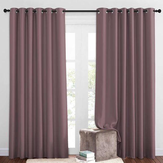 NICETOWN Blackout Curtains and Drapes for Living Room - Thermal Insulated Solid Grommet Top Blackout Panels/Draperies for Kid's Room/Bedroom (Dry Rose, 1 Pair, 80 x 84 Inch)