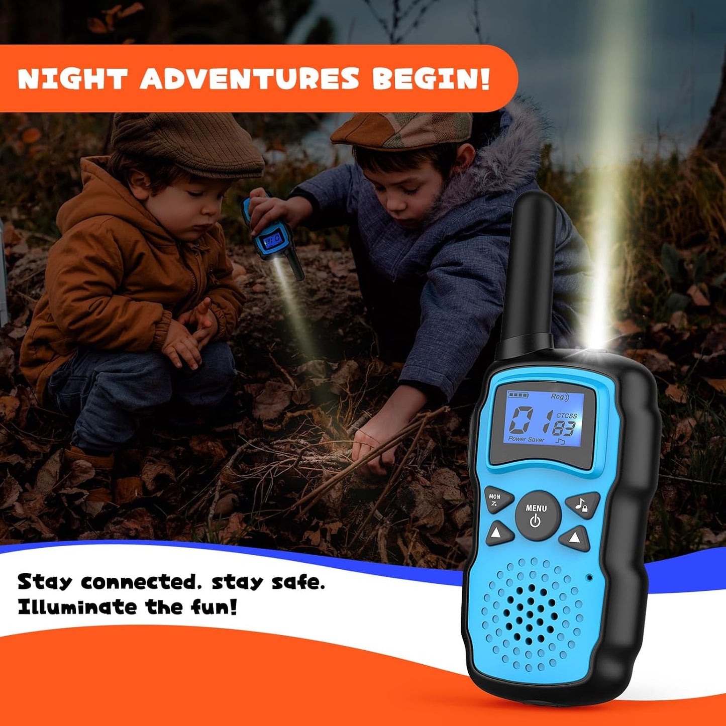 Wishouse Walkie Talkies Rechargeable for Kids Adults Long Range,Xmas Birthday Gift for Boys Girls 3 4 5 6 7 8 9 10 Year Old,Hiking Gear Camping Games Toys with Flashlight,VOX,Easy to Use 3 Pack