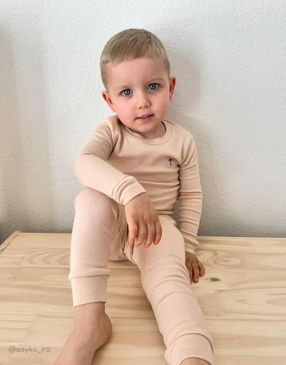 moimoln 6M-8Y Modal Cotton Solid Soft Breathable Baby Toddler Boys Girls Snug fit Pjs Long Sleeve Pajamas Set Sleepwear Daily