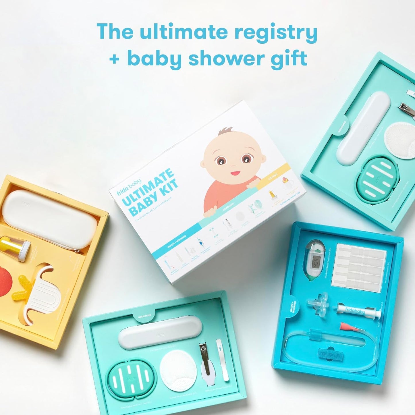 Frida Baby Ultimate Baby Kit, 10 piece New Born Essentials Gift Set Includes Wellness Sick Day, Gas Relief, Grooming Tools & Teething Toys