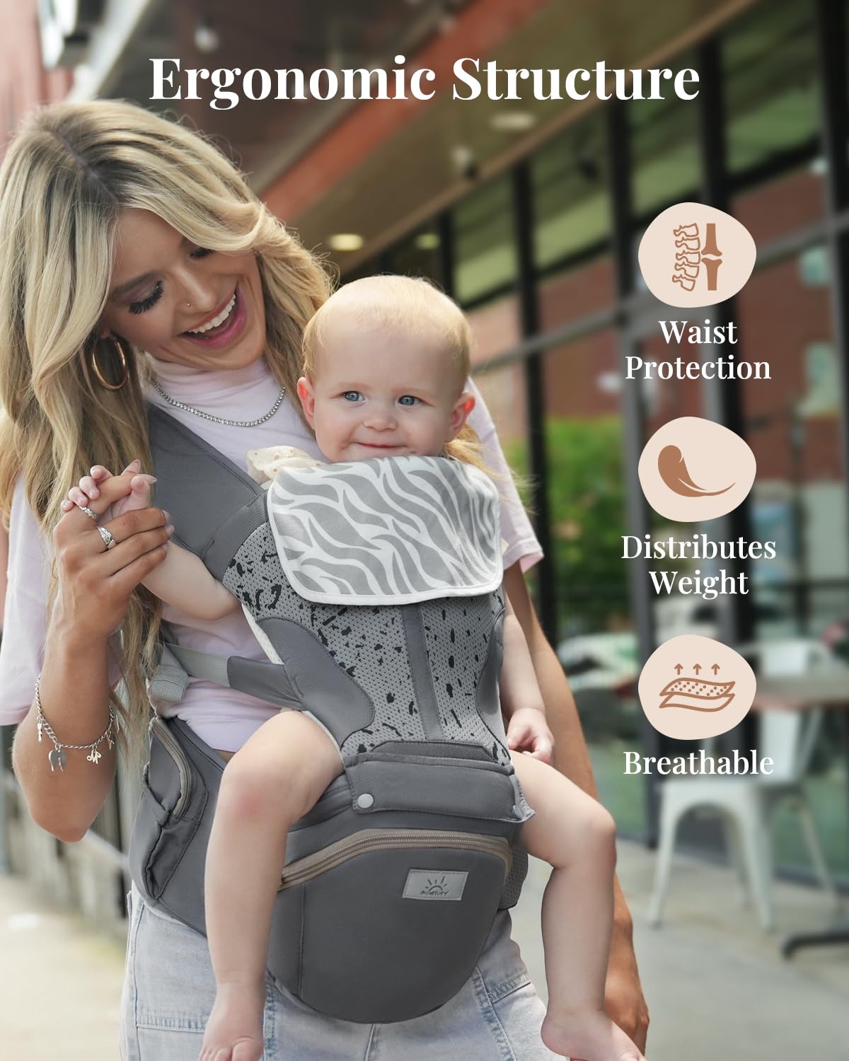 Baby Carrier Pro, MOMTORY Safety-Certified 6-in-1 Ultra Storage Baby Carrier Newborn to Toddler, Detachable Baby Holder Carrier with Hip Seat, Ergonomic Cozy Baby Front and Back Carrier for 7-50lbs