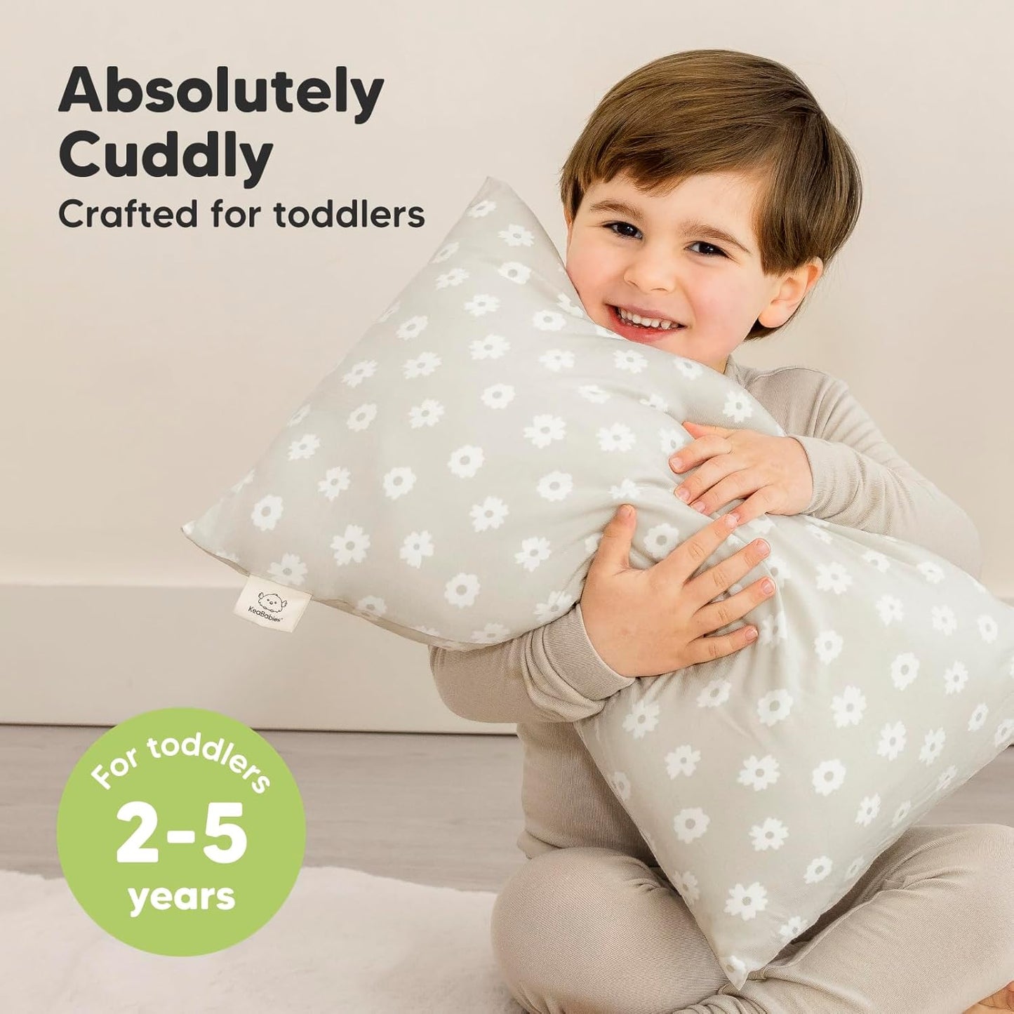 Toddler Pillow with Pillowcase - 13x18 My Little Cuddly Pillow, Viscose Derived From Bamboo Nursery Toddler Pillows for Sleeping,Kids Pillow,Small Travel Pillows,Mini Toddler Bed Pillow (Meadow)