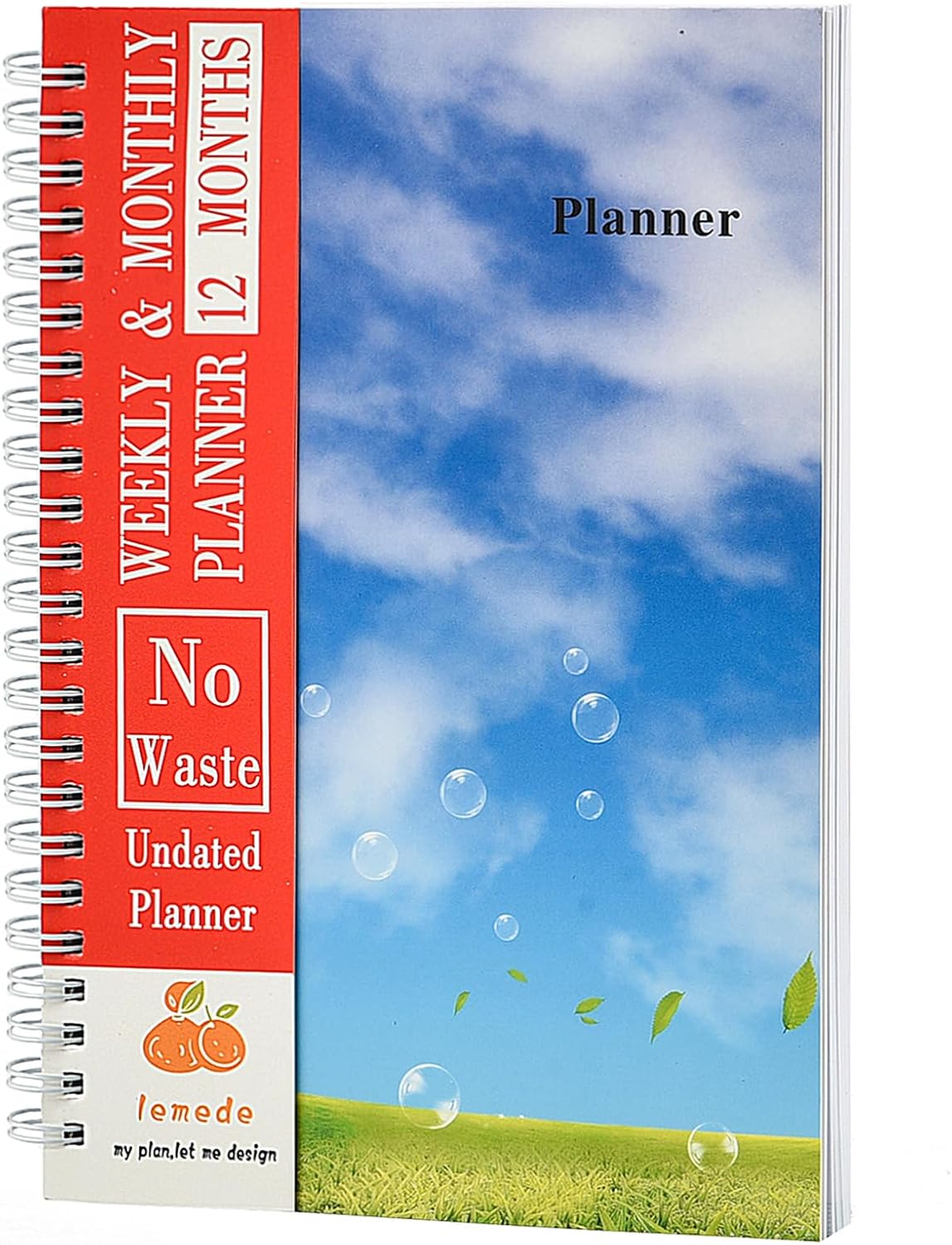 LEMEDE No Waste 12 Months Undated Planner Weekly and Monthly Planner, Weekly To Do List Notepad with Storage Pocket, A5 Undated Planners for Women & Men, Home Office Desk Accessories and Supplies