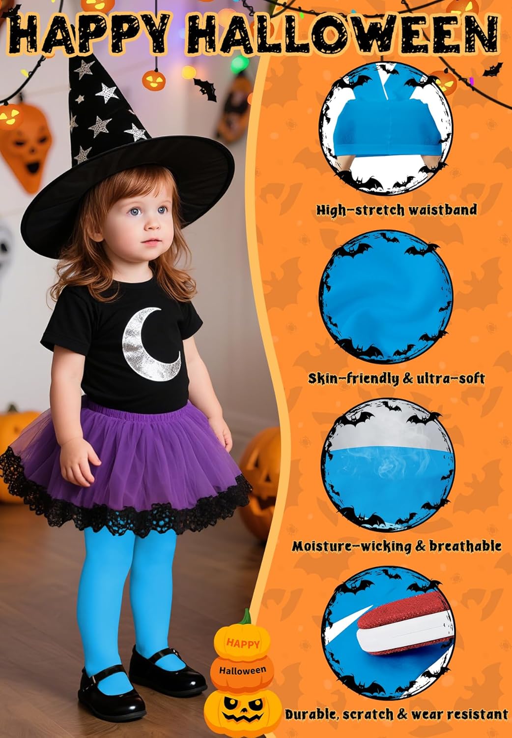 Ultra Soft Toddler Ballet Tights for Girls - Footed Dance Tights Colorful Baby Girls Leggings for Daily Party Halloween 1-6T