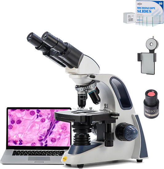 SWIFT SW380B Compound Binocular Microscope 40X-2500X, with 5MP USB Camera,Microscope Lens Adapter and 100 PCS Slide Kit