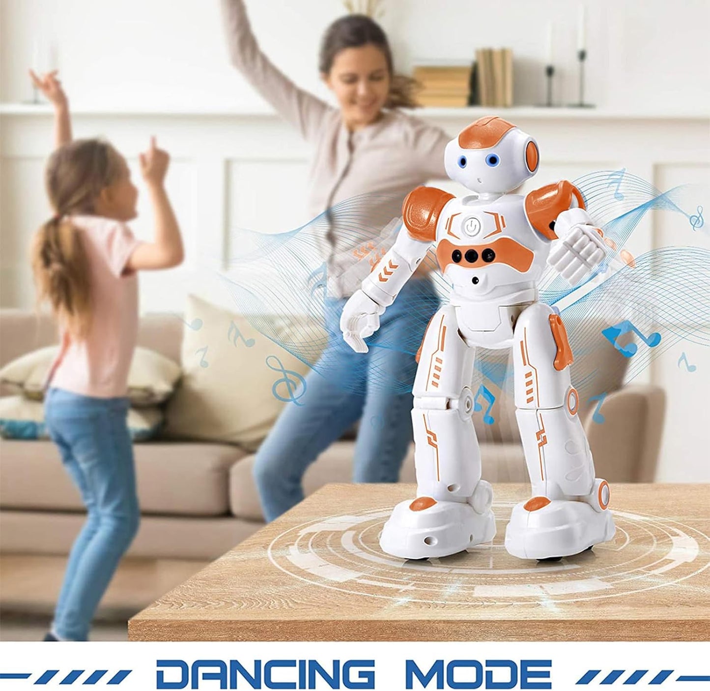 KingsDragon RC Robot Toys for Kids, Gesture & Sensing Programmable Remote Control Smart Robot for Age 3 4 5 6 7 8 Year Old Boys Girls Birthday Gift Present,Orange
