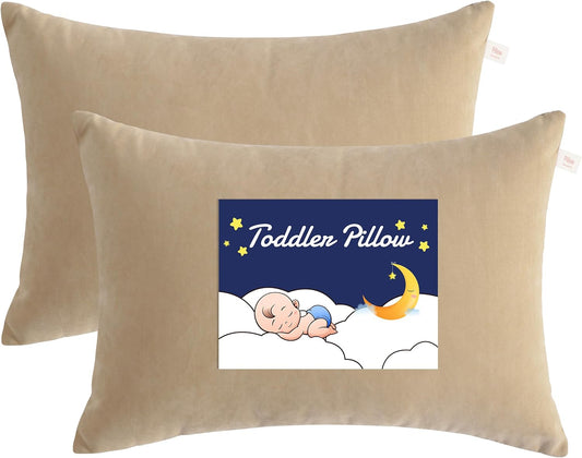 NTBAY Toddler Pillows, Down Alternative 13"x18" Pillows, Machine Washable - Soft and Breathable Travel Small Pillows for Sleeping, Ideal for Daycare, Crib, Cot, Light Taupe