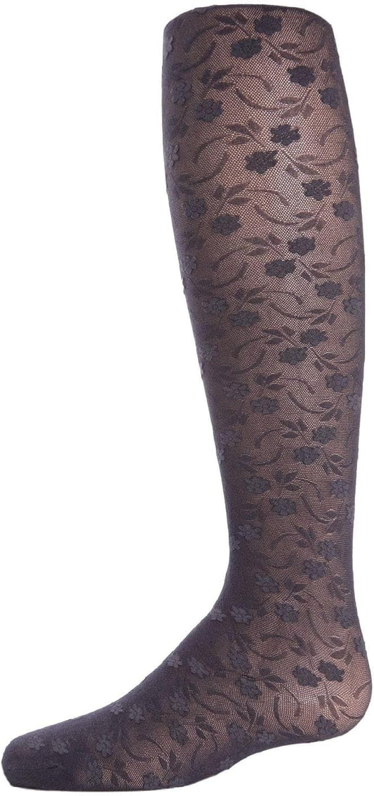 MeMoi Sweet Blossoms Sheer Tights for Girls, Ultra Soft and Lightweight Floral Lace Girls Tights - Sizes 2-14