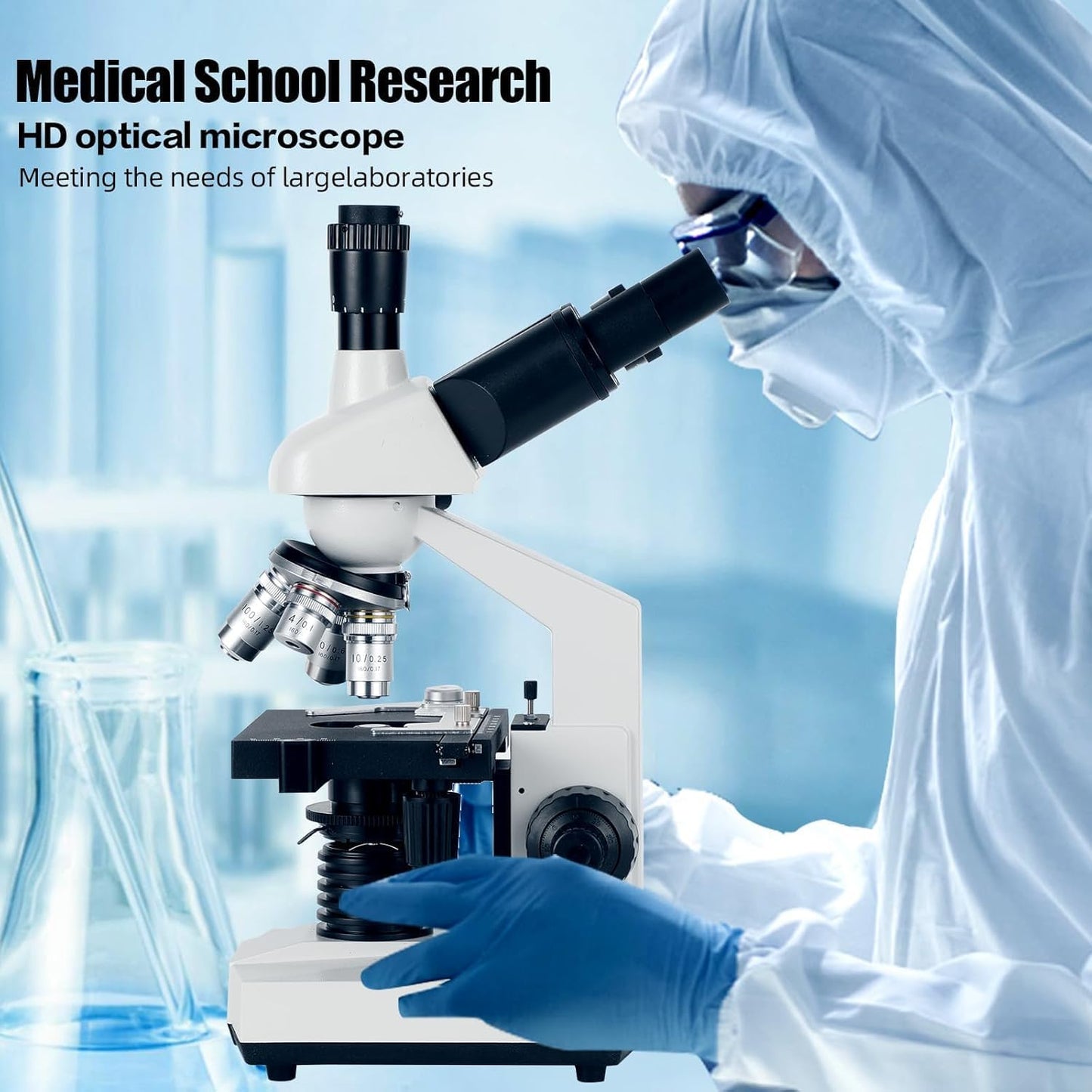 Compound trinocular Microscope, 40X-5000X Magnification, Digital Laboratory trinocular Compound LED Microscope with USB Camera and Mechanical Stage, WF10x and WF20x eyepieces, Abbe Condenser…