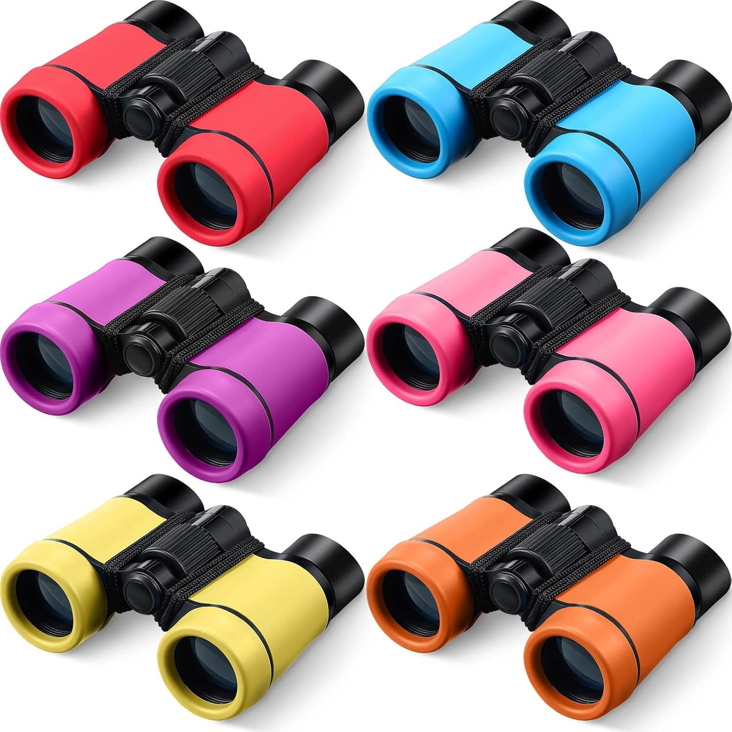 6 Pack Kids Binoculars Shock Proof Toy Binoculars Set for Age 6 Years Boys Girls Hunting Folding Small Telescope Birthday Gifts Bird Watching Educational Learning Camping Outdoor (Cute Colors)