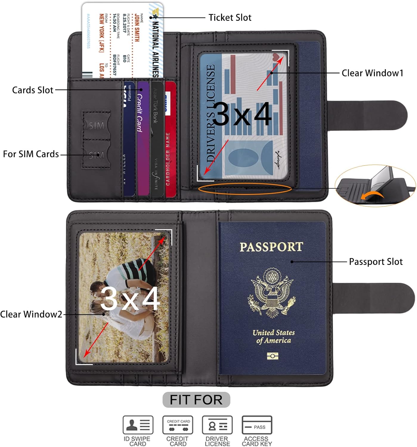 Melsbrinna Rfid Passport Holder for Travel women/Men, Cute Passport Wallet Rfid Blocking Card Slots, Rfid Passport Cover/CaseTravel Wallet, Passport Book Holder (1, Black1)