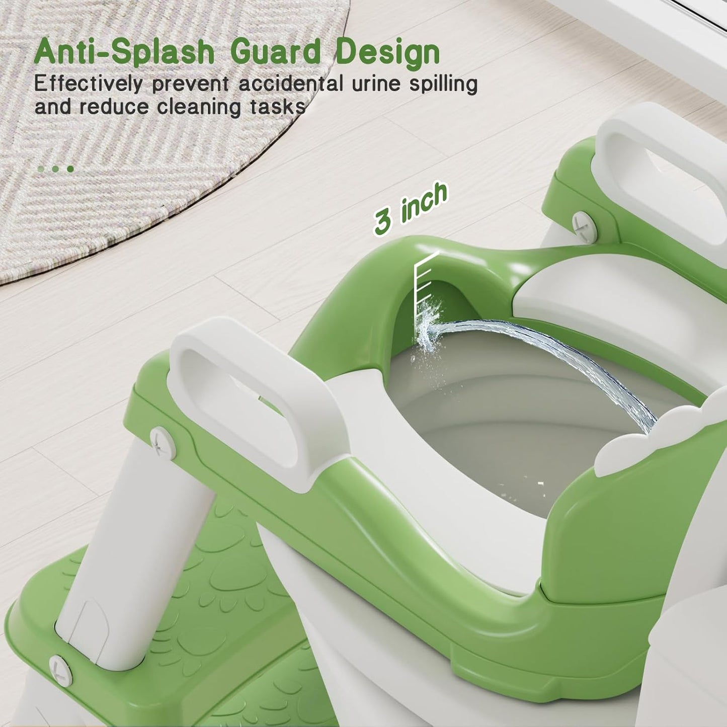 Potty Training Seat, Toddler Toilet Seat for Kids Boys Girls, 2 in 1 Potty Training Toilet for Kids, Splash Guard Anti-Slip Pad Step Stool, Adjust High Potty Chair for Toddler Kid Boys Girls