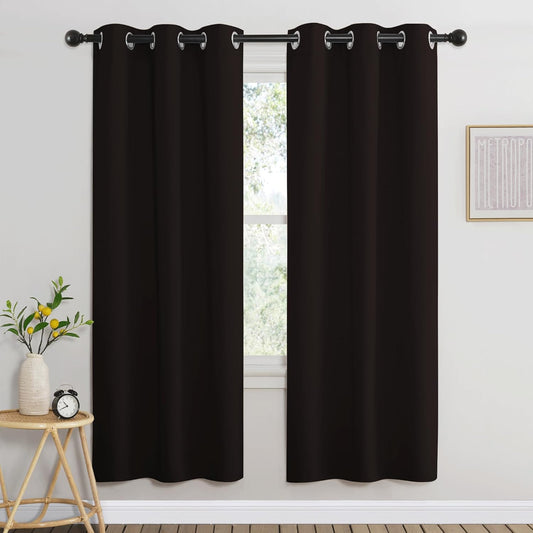 NICETOWN Room Darkening Curtains for Nursery, Grommet Thermal Insulated Light Blocking Window Treatments Sound Reducing for Bedroom, W37 x L72, 2 Panels, Toffee Brown