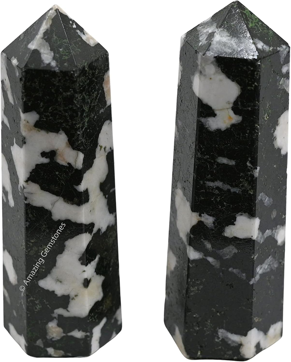 Amazing Gemstone Black and White Tourmaline Crystal Towers ~ Natural Healing Crystal Point Obelisk for Reiki Healing and Crystal Grid (2 to 3 INCH)