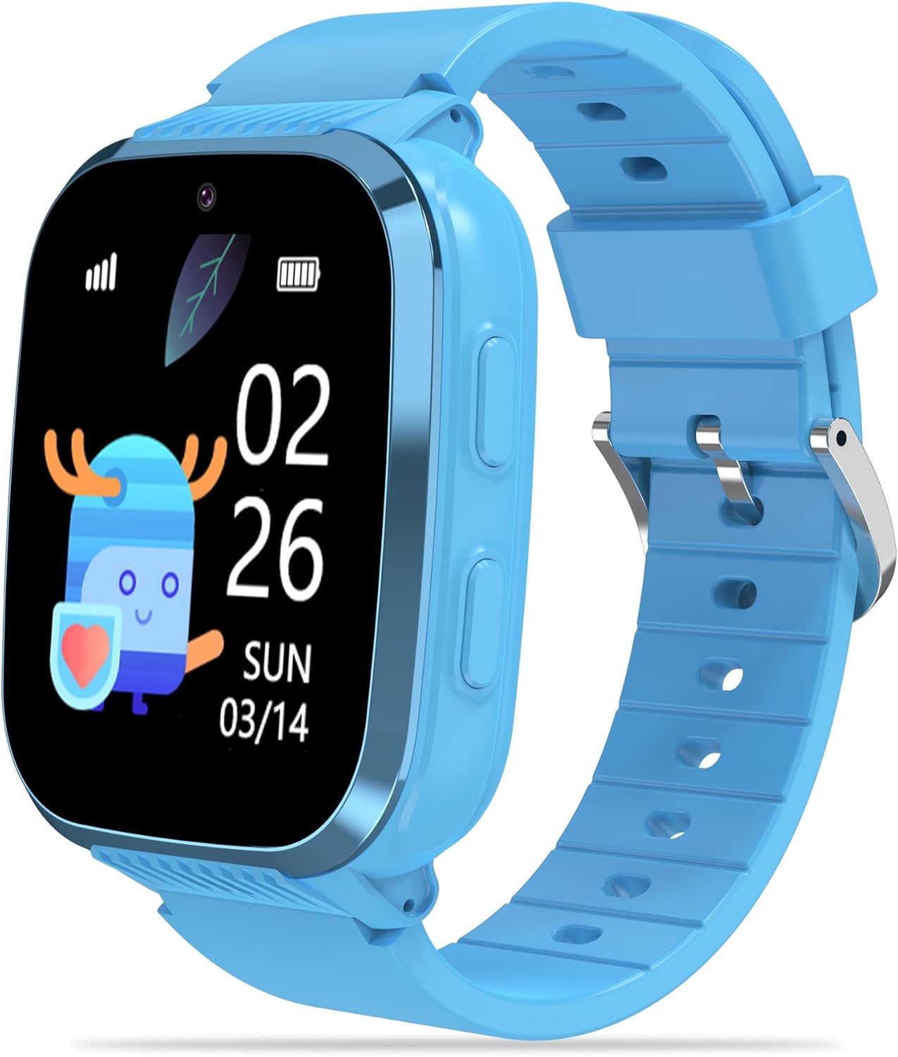 4G Kids Smart Watch Boys with GPS Tracker & Video Calling Texting Kids Cell Phone Watch Age 5-12, 12/24 Hr SOS Call Voice Chat Alarm Clock Camera Pedometer Class Mode(Blue)