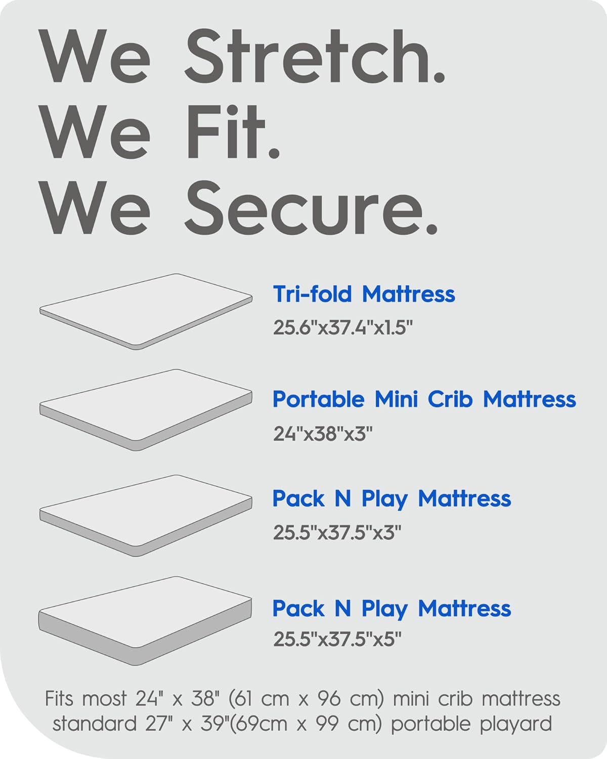 Pack and Play Sheets Fitted, TotBasic Buttery Soft Portable Crib Sheets, Compatible with Graco Pack n Play Playard Crib & Other 27 x 39 Inch Playpen Mattress, 2 Pack Playard Sheets(Grey Stars & Moon)