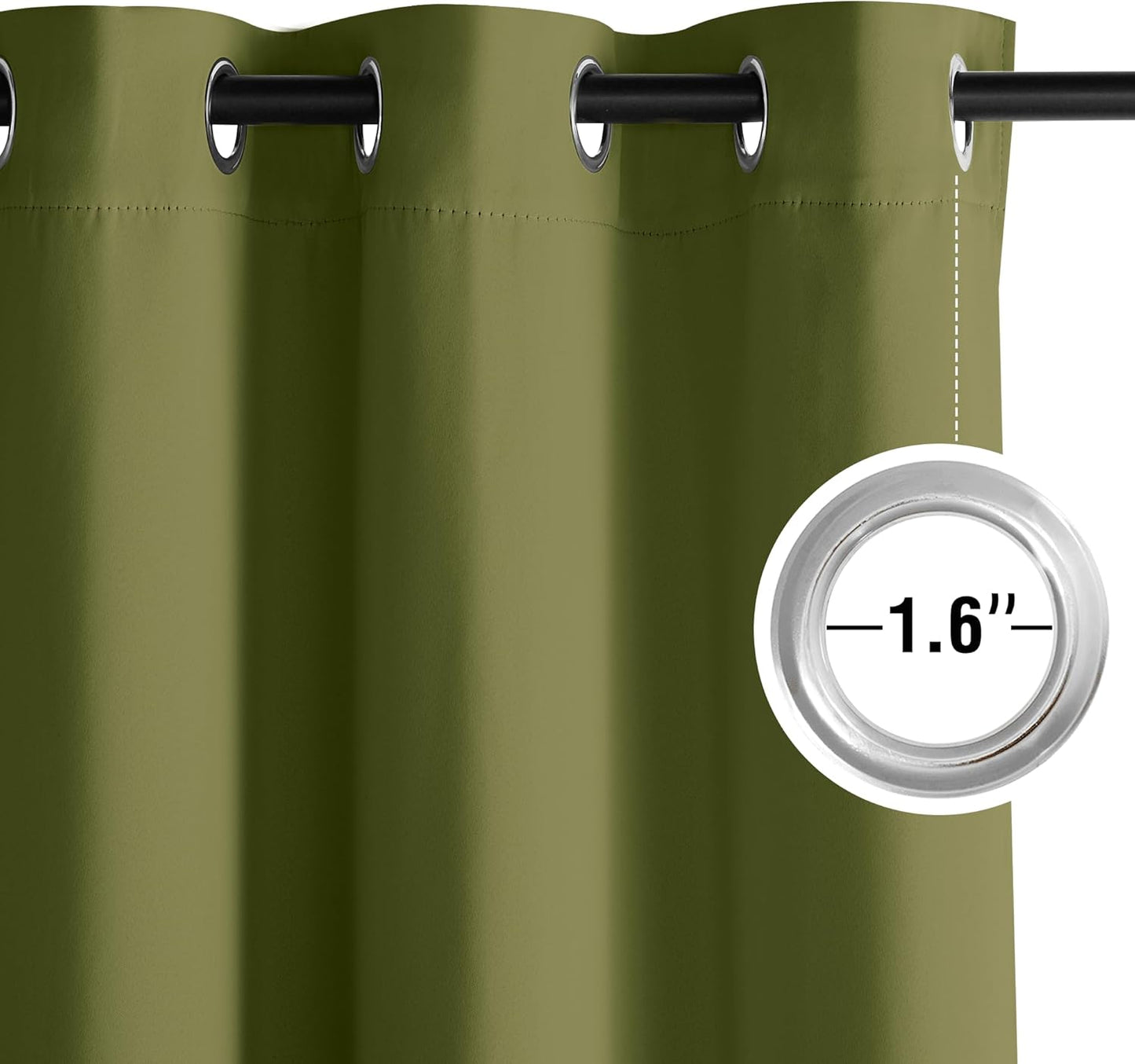 NICETOWN Olive Green Curtains for Living Room 84 inches Long 2 Panels, Thermal Grommet Curtains for Living Room, Noise Reducing Privacy Window Treatment Shades for Nursery, Laundry Patio, W52