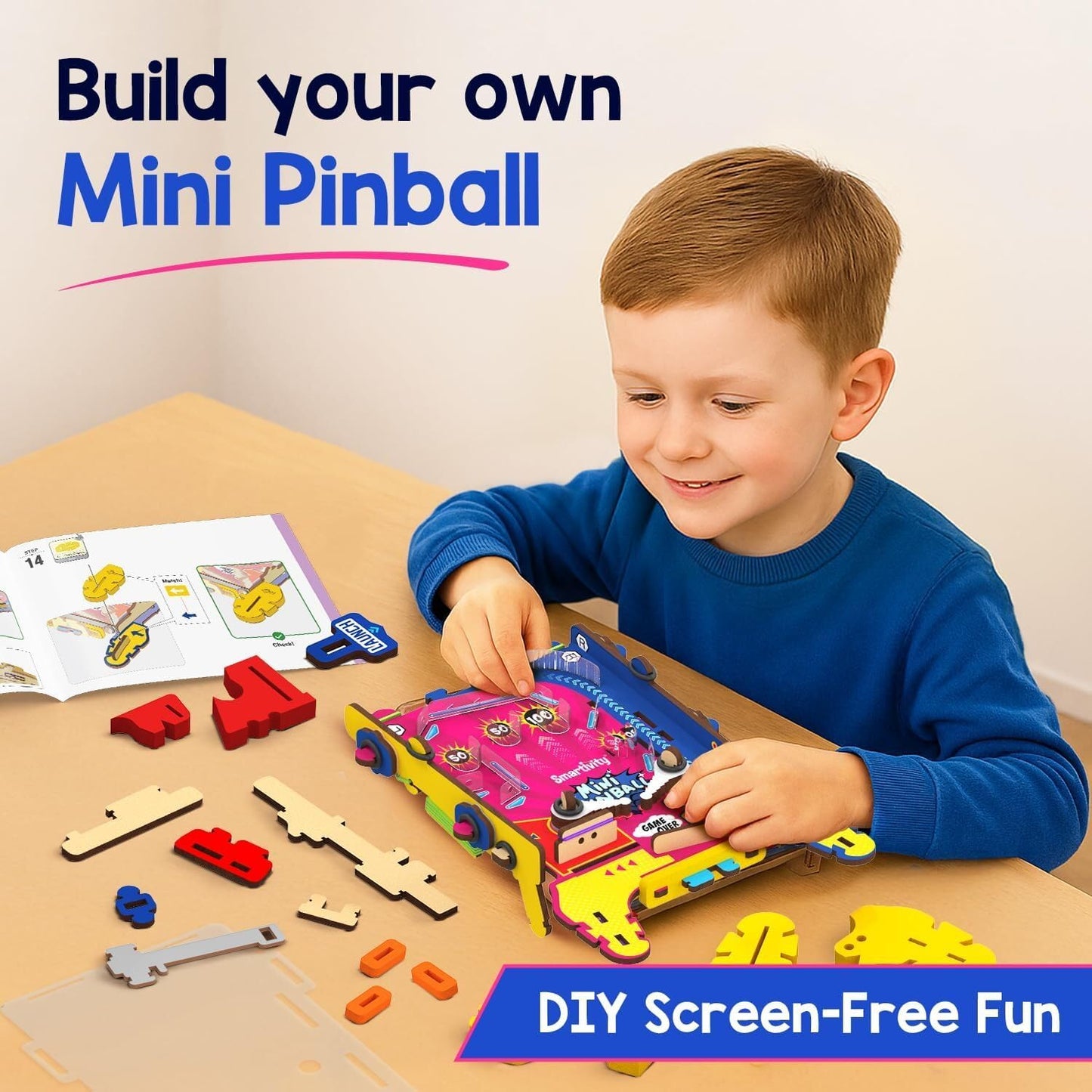 Smartivity DIY Mini Pinball for Kids Ages 6-12 Years | Build Your Own - Hand Held Pinball Game I Birthday Gift for Boys & Girls | DIY Science Toy for Kids 6,7,8,9,10,11,12 Years Old