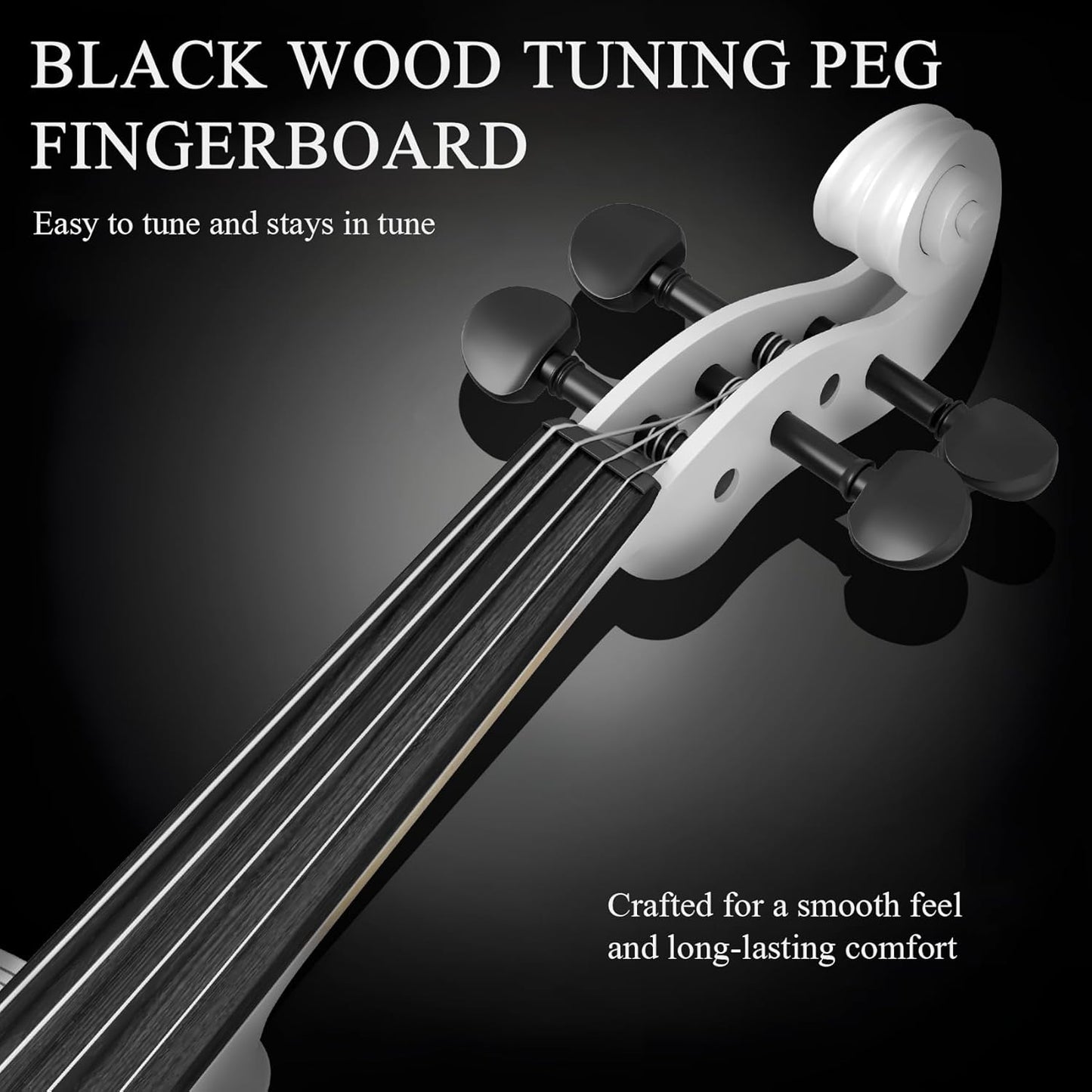 Beginner Violin 4/4, Full Size Violin for Adults, Teens, Student, Acoustic Fiddle Kit with Hard Case, Bow, Rosin, Bridge, Learners Age 12+ (White)