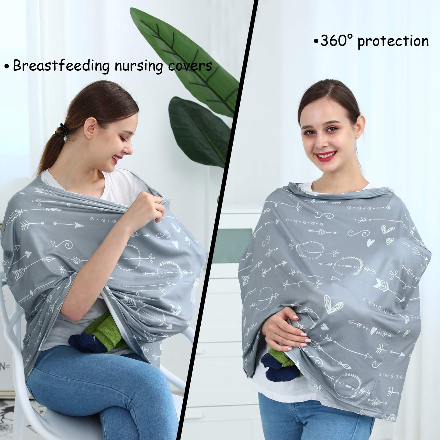 Baby Car Seat Covers – Carseat Canopy Cover, Multipurpose Breastfeeding Cover, Breathable Stroller Covers (Arrows)