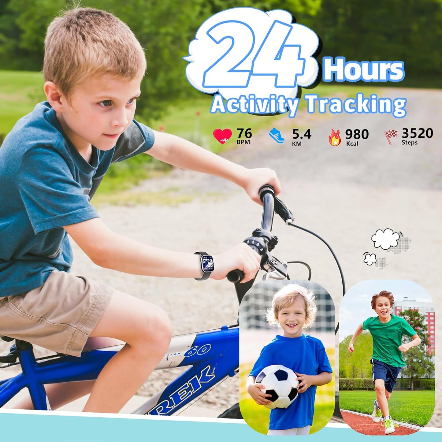 Smart Watch for Kids Fitness Tracker No Phone/APP Needed,19 Sport Mode,1.5" DIY Dial,IP68 Waterproof,Sleep Monitor,Pedometers,Heart Rate,Great Birthday Gift for Boys Girls Teens 6-14 year Olds (Black)