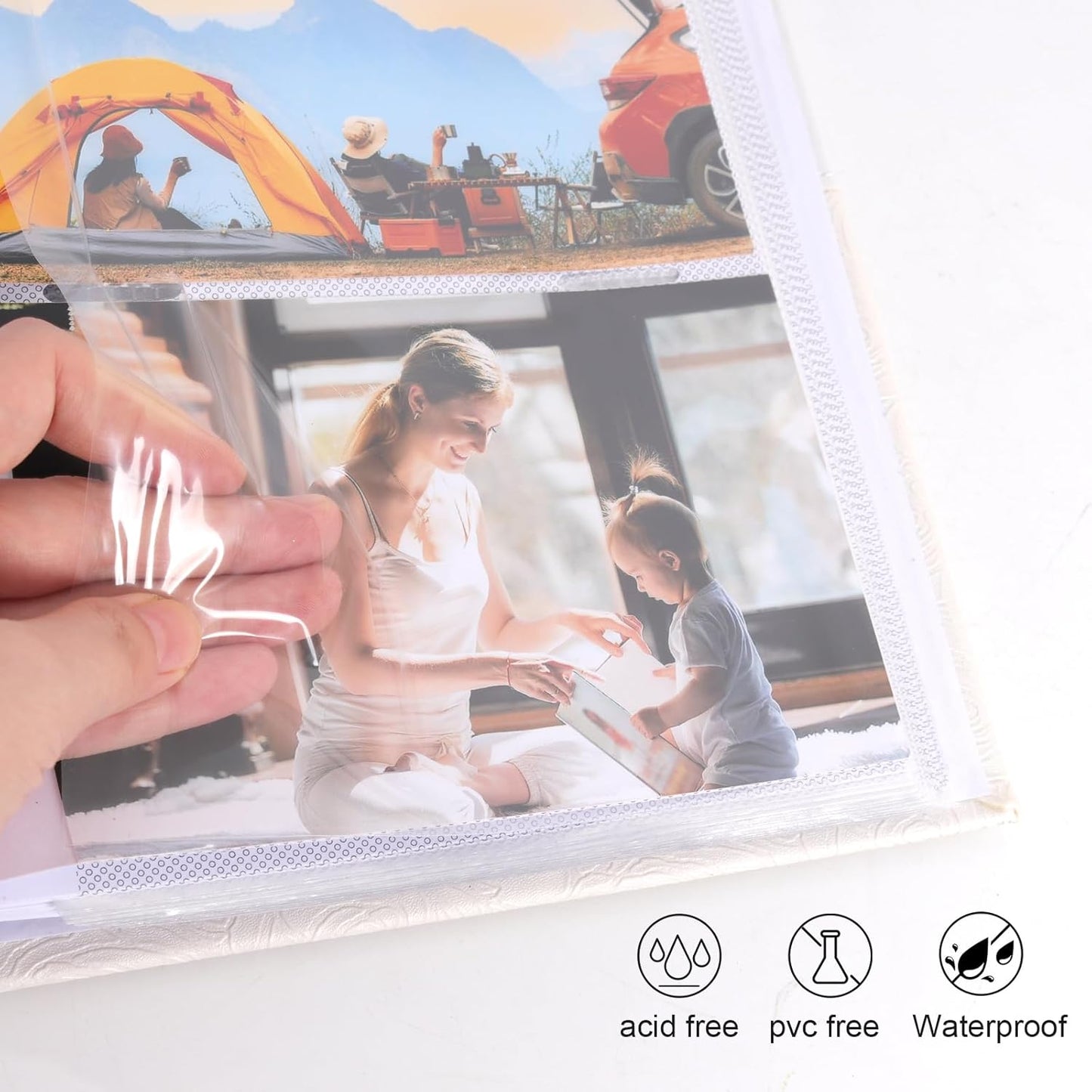 RECUTMS Photo Album 4x6 200 Photos with Writing Space Photo Book,Leather Cover Picture Album with Memo Areas for Wedding Anniversary Family Baby Couple Valentines Graduation Travel (White)