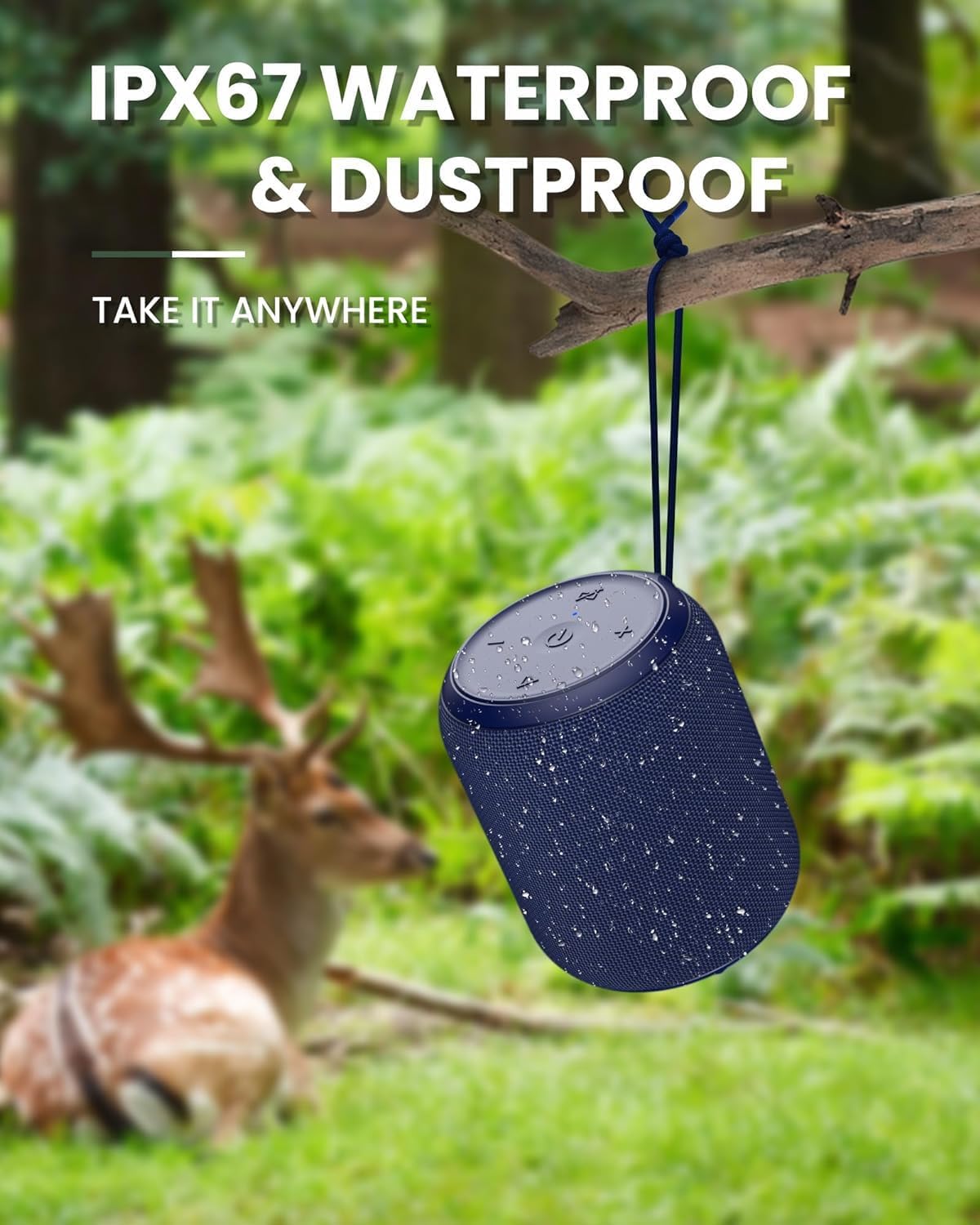 NOTABRICK Bluetooth Speakers Blue,Portable Wireless Speaker with 15W Stereo Sound, IPX6 Waterproof Shower Speaker, Dual Pairs, Portable Speaker for Party Beach Camping