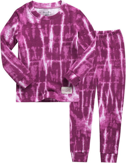 VAENAIT BABY 12M-12Y Toddler Kids Boys Girls 100% Cotton Marbling Tiedye Sung Fit Sleepwear Pajamas 2pcs Pjs Set