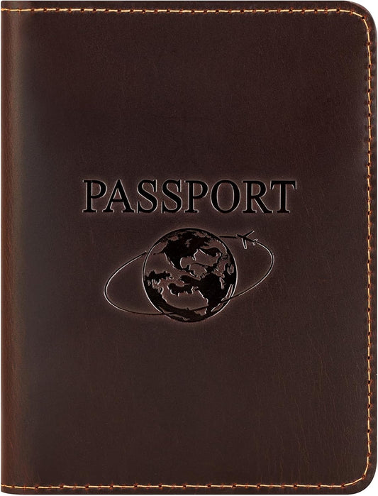 BIAOTIE Premium Leather Passport Holder Covers, Rfid Travel Wallet Passport Document Holder, Travel Essentials Wallet Cover Case for Men and Women (Coffee Brown)