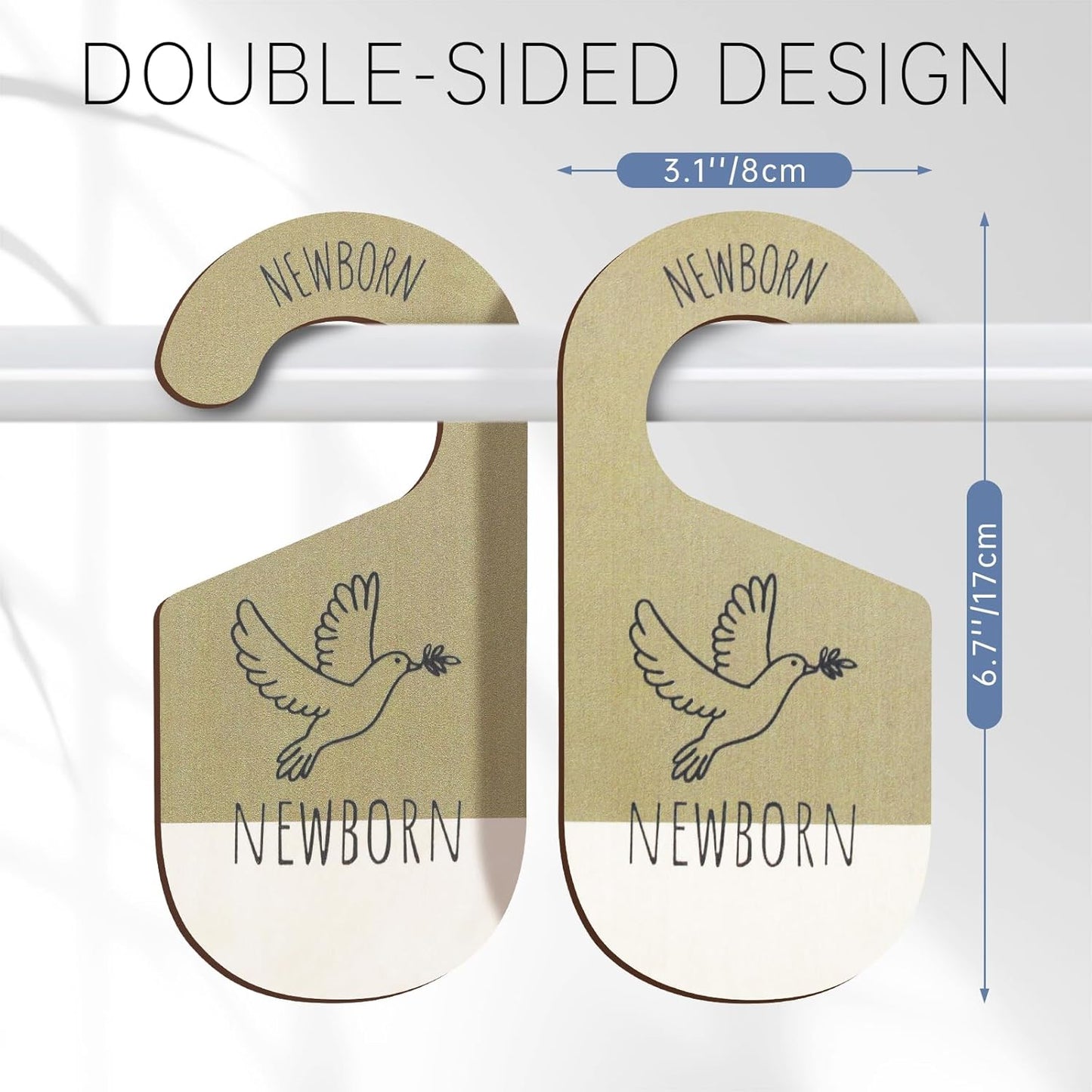 Baby Closet Dividers for Clothes Organizer - Set of 8 Wooden Double-Sided Baby Clothes Size Dividers form Newborn to Toddler for Daily Gender-Neutral Baby Nursery Decor