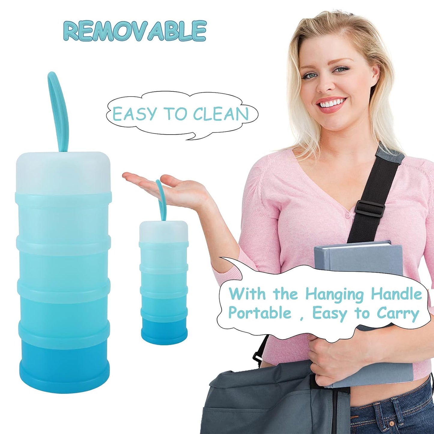 Accmor Baby Formula Dispenser On The Go, Stackable Travel Formula Container, Non-Spill Milk Powder Baby Kids Snack Storage Container, BPA Free, 2 Packs