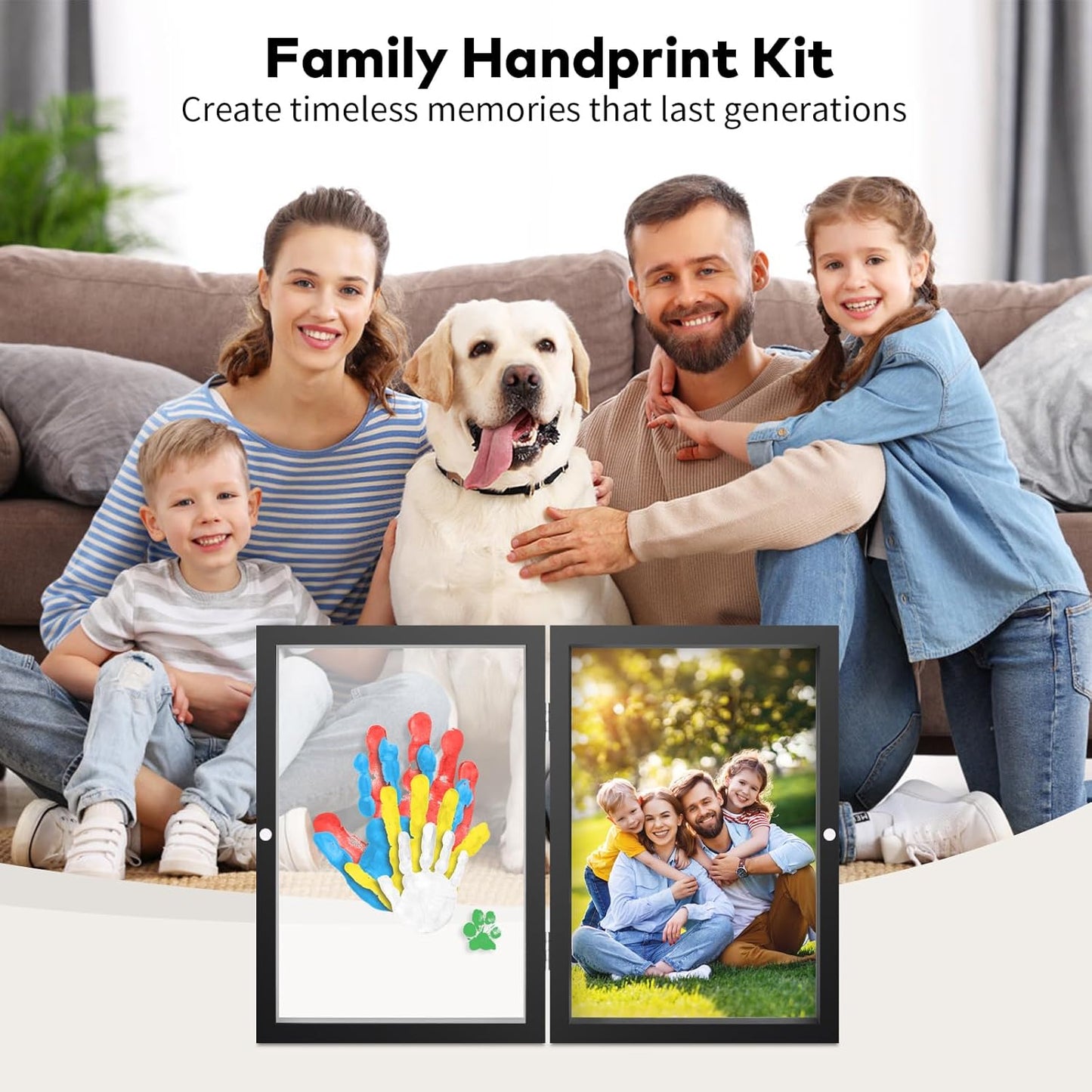 Family Handprint Kit, DIY Craft Keepsake Photo Frame, Hand Print Ornament Kits, Family Gifts for New Parents & Mom & Baby, Grandparents, Couples, Father's Day, Mother's Day, Anniversary