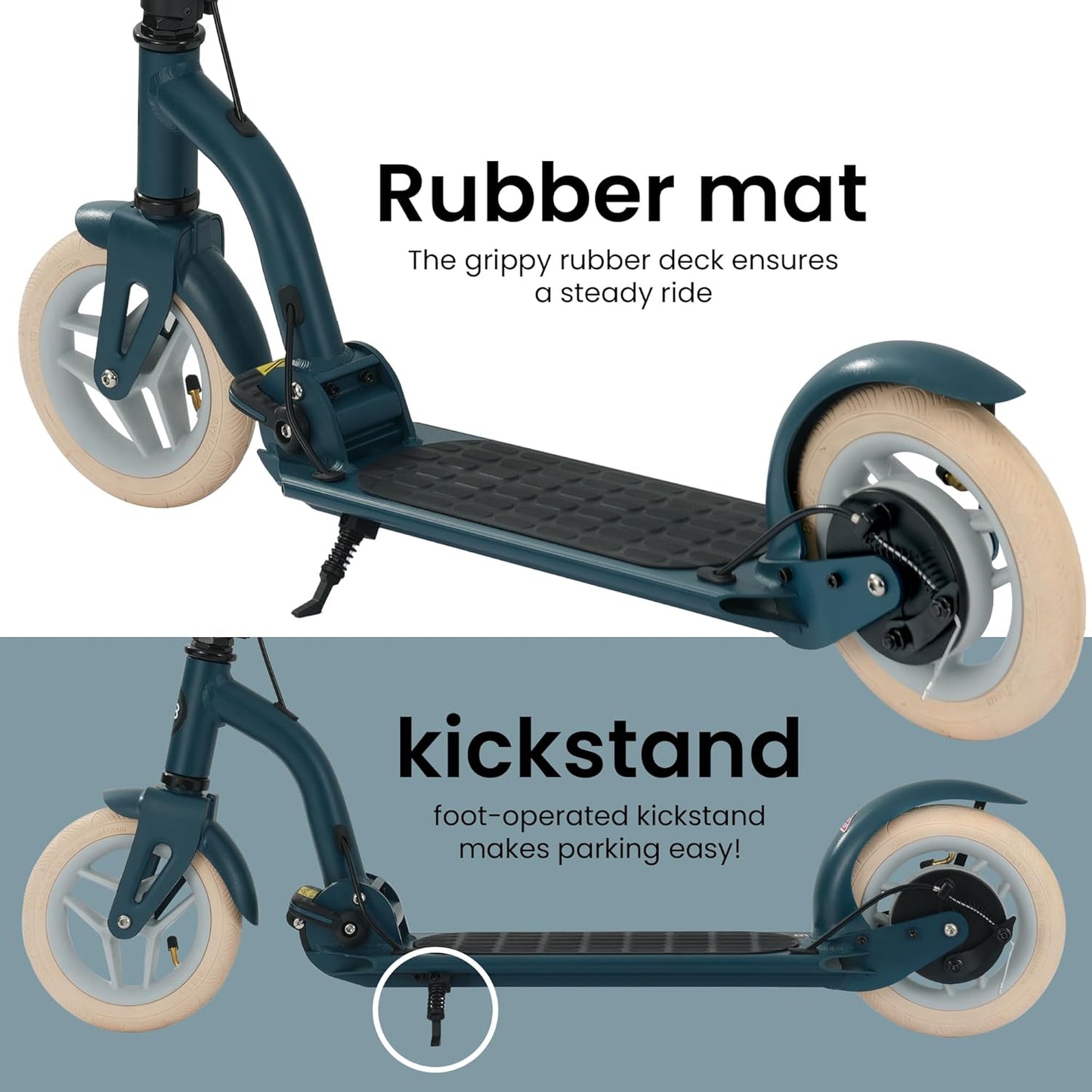 Aero Big Wheels Kick Scooter for Kids 6+, Teens & Adults | Light Up Wheels, Hand Brake, Rubber Deck Mat & Shock Absorption | Foldable & Height Adjustable