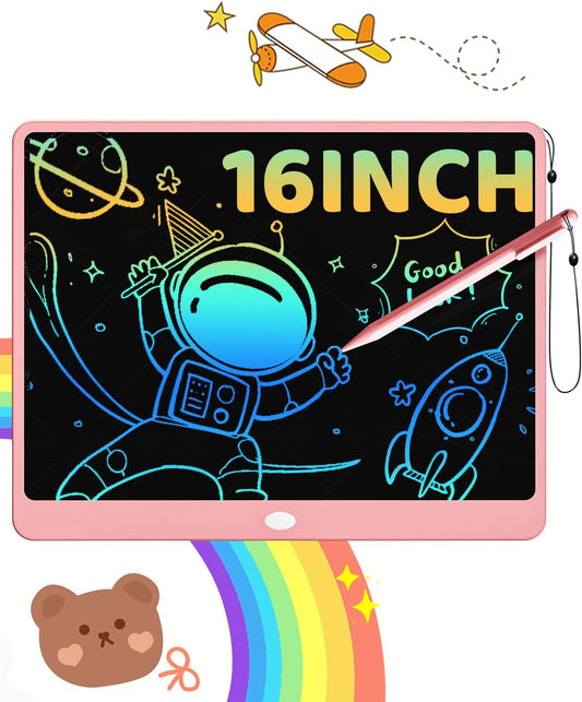 ORSEN LCD Writing Tablet 16 inch - Toddler Toys for 3 4 5 6 7 8 Year Old Girls Boys Birthday Gift Doodle Board Colorful Drawing Pad for Kids, Pink