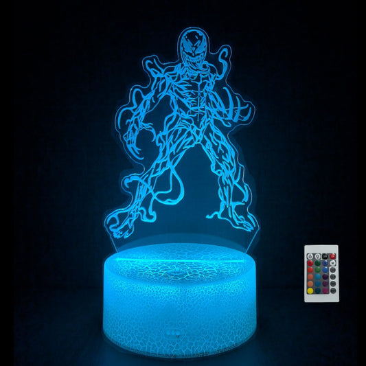 3D Alien Night Light, Super Hero Illusion Table Lamp with 16 Colors Remote Control Touch Lamp LED USB Night Light Desk Lamps Room Decorations Home Decor Holiday Gifts Birthday Gifts