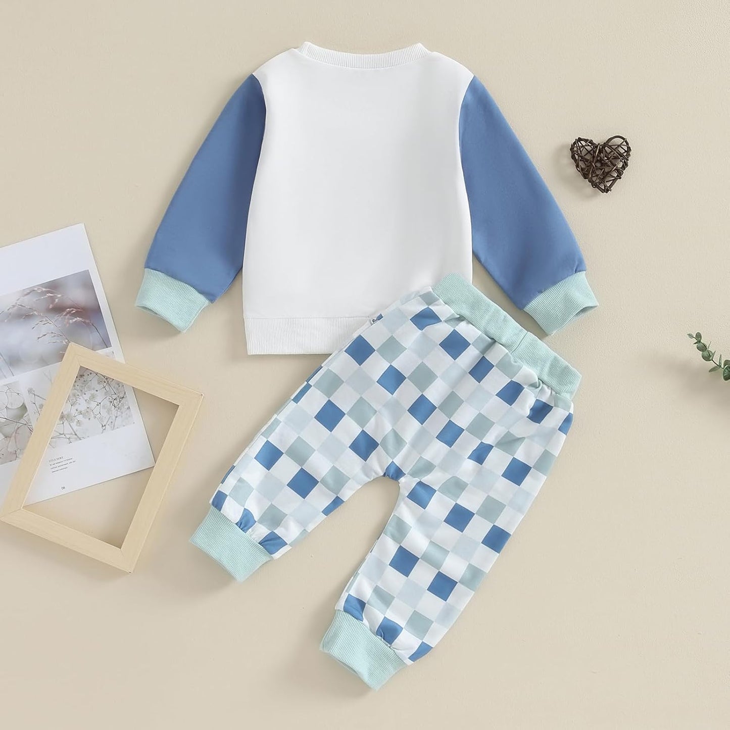 Kupretty Toddler Baby Boy Fall Winter Clothes Color Block Long Sleeve Sweatshirt Pullover Tops + Joggers Pants Outfit Set