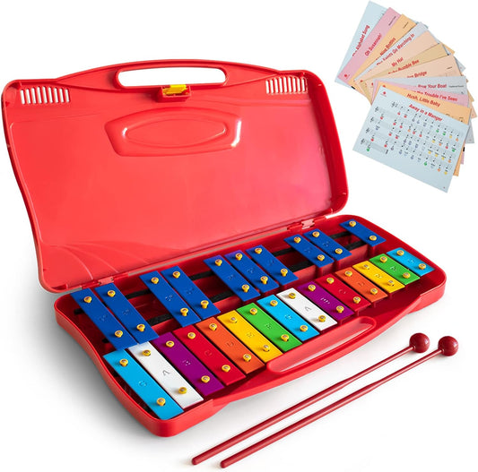 MUSICUBE Professional Glockenspiel for Kids & Adults 25-Note Well-Tuned Xylophone for Baby Toddler Orff Percussion Instrument Educational Musical Toys for Boys Girls Aged 3+ Gift Choice (G5-G7)