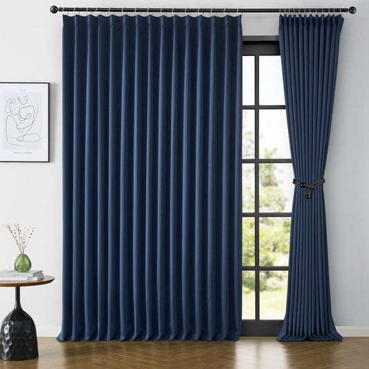 Extra Width Patio Sliding Door Curtains 84 Inch Long 2 Panels, 100 x 84 Vertical Blinds for Dining Room with Pinch Pleat Room Divider Curtain Drapes for French Door(100 Wide x 84 inch Long)